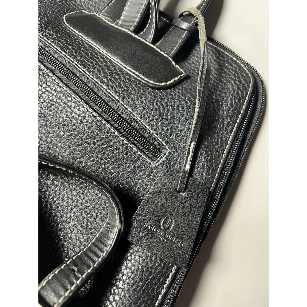 Vintage Charles Hubert Black Leather Backpack Purse Bag